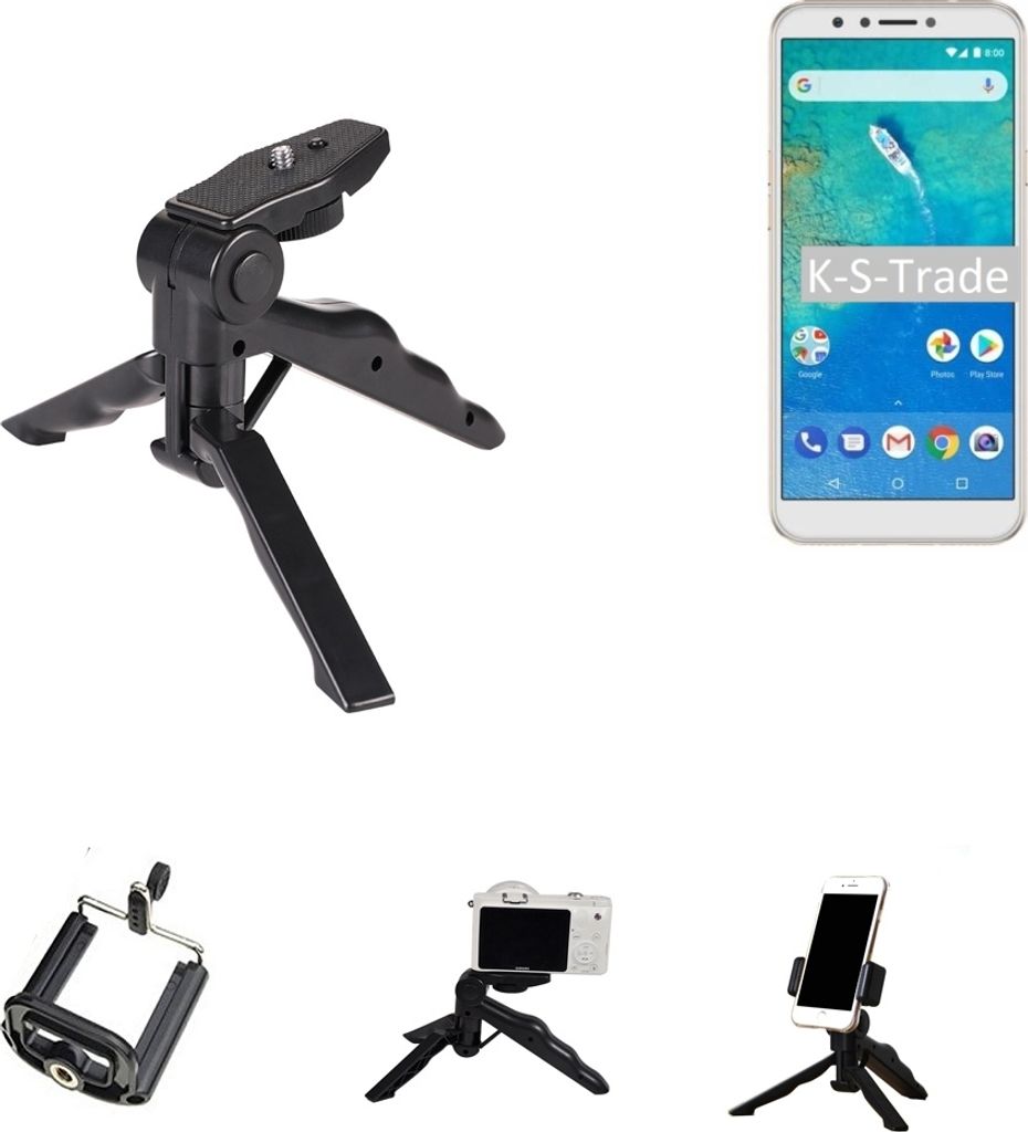 K-S-Trade Stativ Tisch-Ständer Dreibein Handy-Stativ Ständer kompatibel mit General Mobile GM 8 Mini-Stativ Smartphone Tripod Handy-Stativ aus