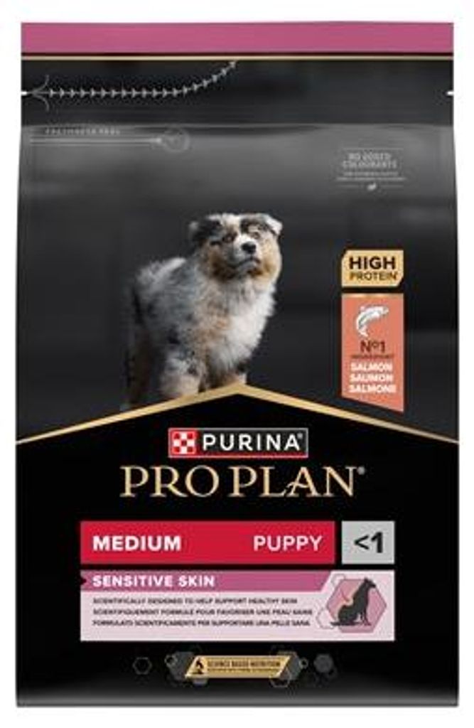 Purina Pro Plan Medium Puppy Sensitive Skin, Adult, Groß (26-44 kg), Lachs, 12 kg