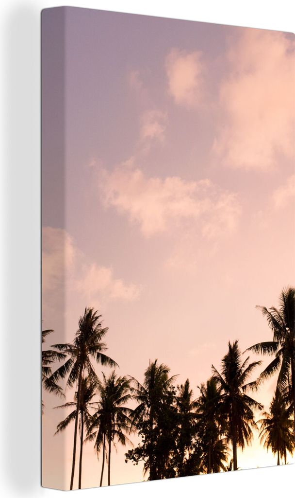 OneMillionCanvasses - Leinwandbilder - 90x140 cm, Pastell - Himmel - Palme, Wandbilder Kunstdruck Wanddekoration - Foto auf Leinwand - Gemälde a...