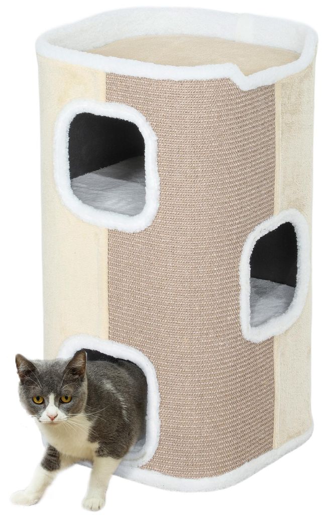 PawHut Arbre à chat en forme de tonneau, 3 niveaux, Image du produit 