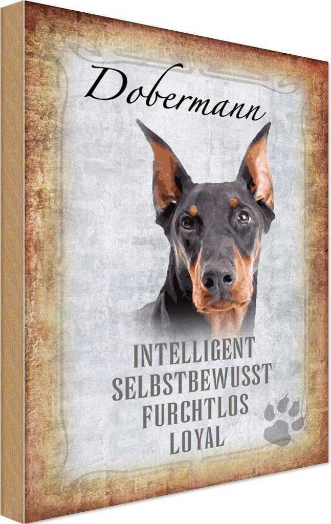 vianmo Holzschild 30x20 cm Dobermann Hund loyal Tier Haustier