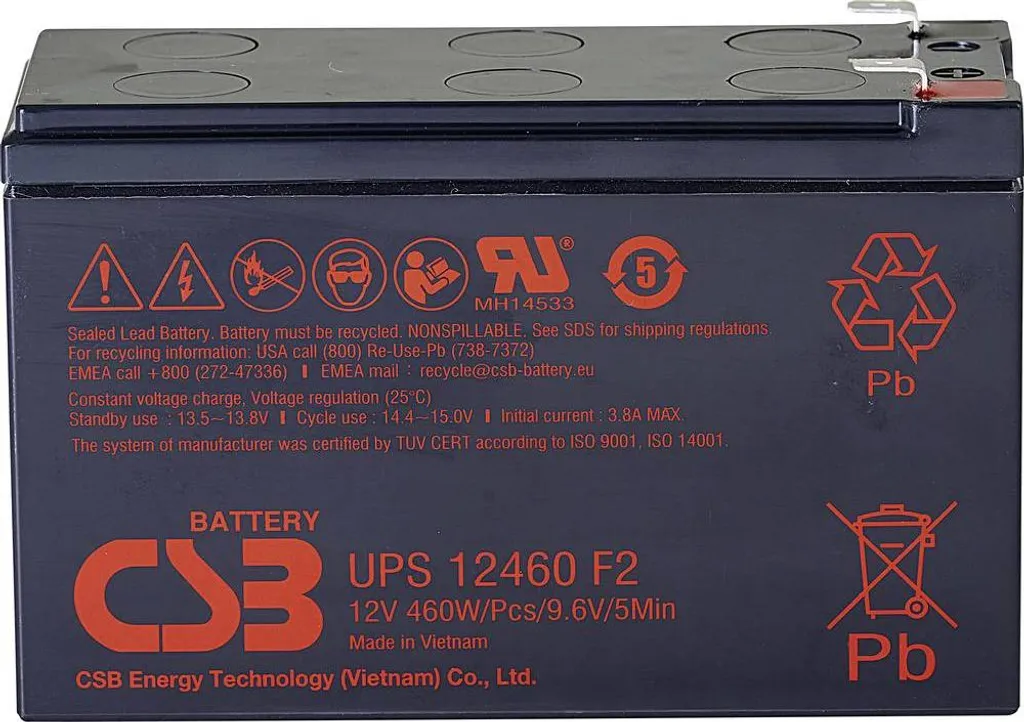 Batterie 12V CSB pour remplacer une batterie d'alarme déchargée