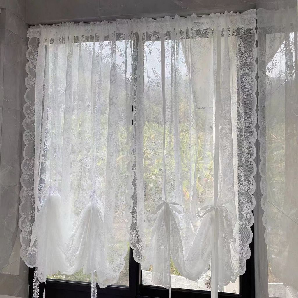 Spitzenvorhang Gute Luftdurchlässigkeit Sonnenschutzweiche Textur Staubdicht einfach zu installieren dekorative polyester weiße florale spitze sc...