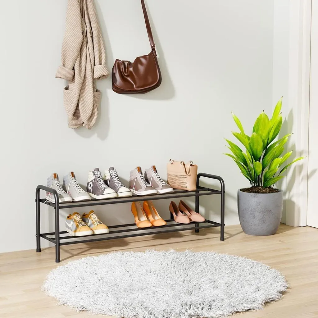 Étagère à Chaussures Design Noir Inox 80cm Structure Métal Robuste - 2
