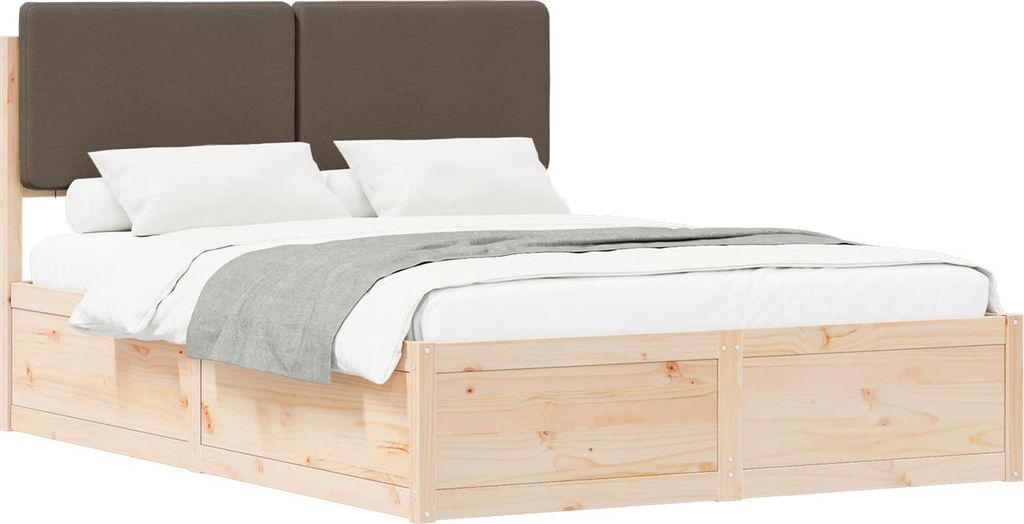 Bettgestell mit gepolstertem Kopfteil Taupe 150 x 200 cm