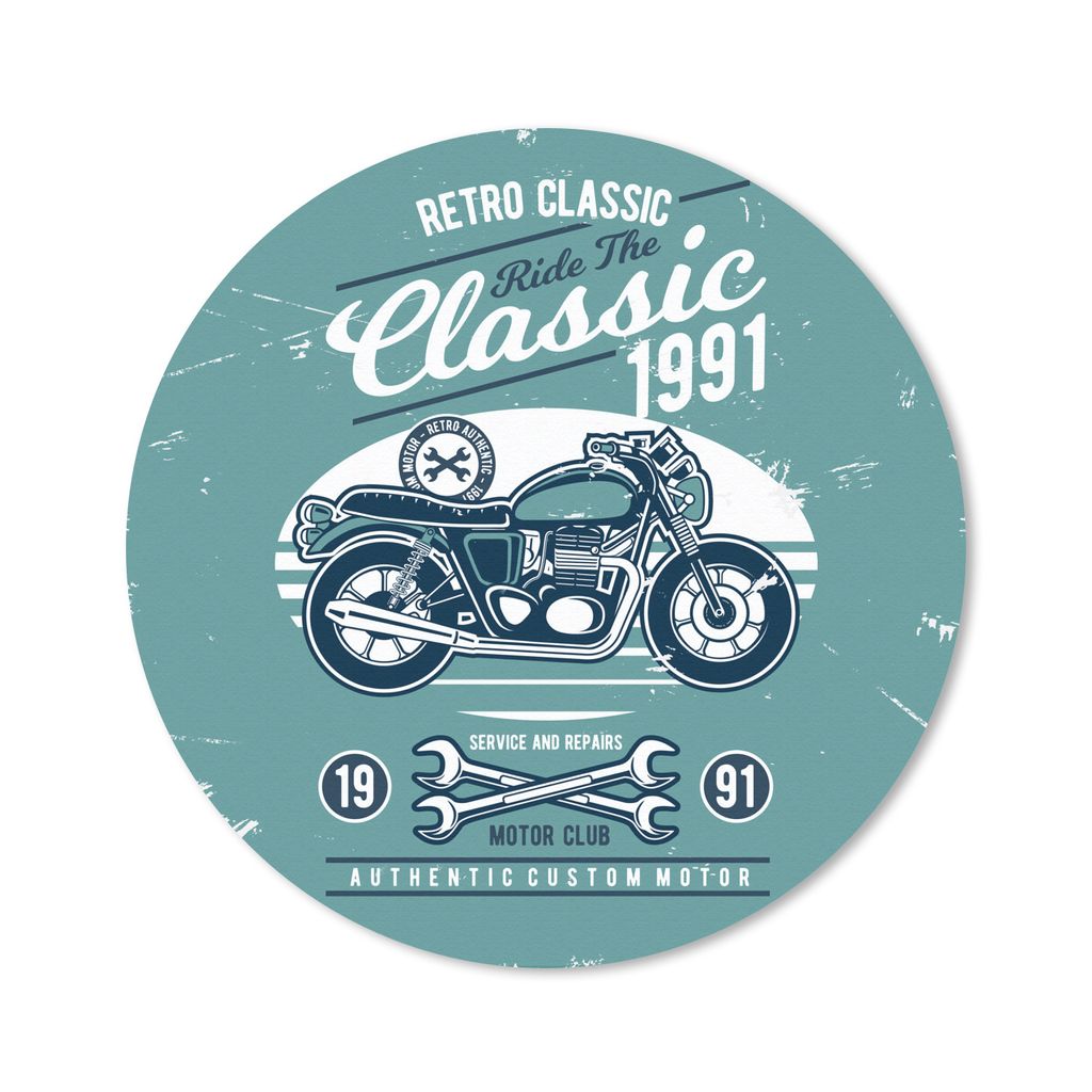 MuchoWow Mauspad Mousepad Motorrad - Werkzeuge - Retro 30x30 cm - Mousepads - Maus Mat - Pad - Mausunterlage - Tischunterlage - Schreibtischmatten