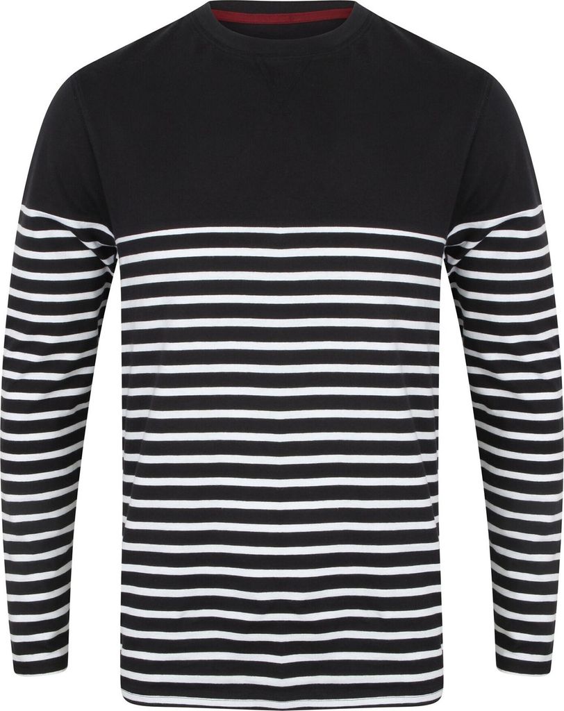 Front Row Herren T-Shirt, gestreift, langärmlig PC2943 (M) (Marineblau/Weiß)