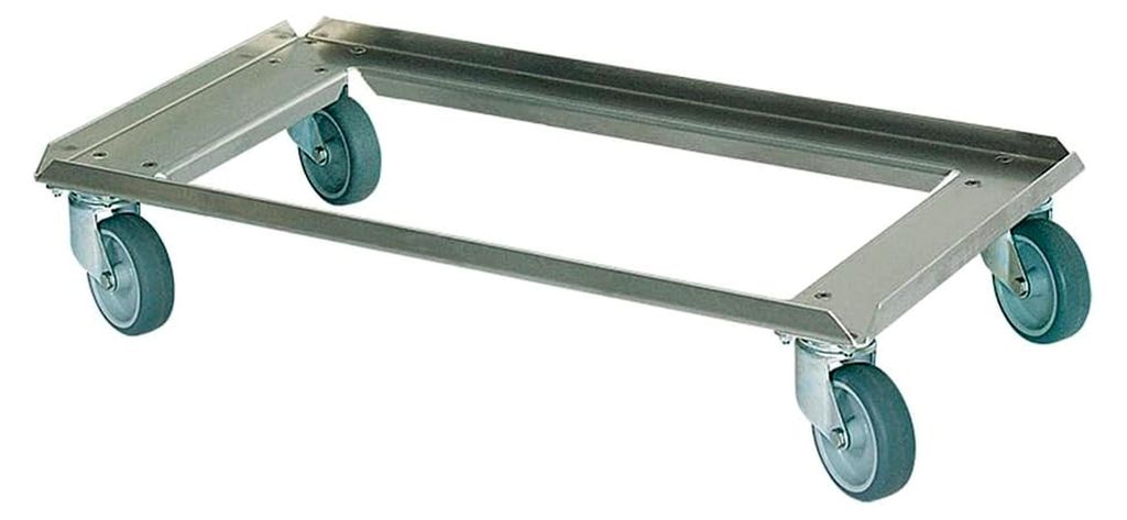 Transportroller aus Edelstahl für Behälter 800 x 400 mm, offene Deckfläche
