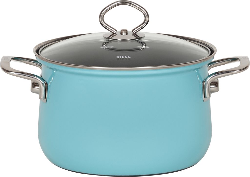 Riess Fleischtopf mit Glasdeckel Ø20cm 3,5 Liter Emaille Nouvelle Kristallblau