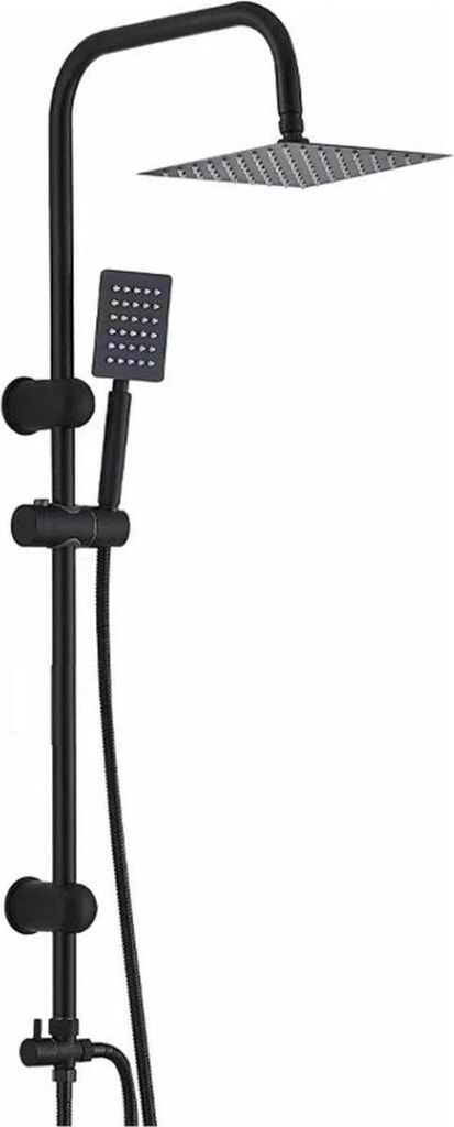 Livista – Duschset – Regendusche und Handbrause – Höhenverstellbar 75-105 cm – Eckiges Design – Schwarz – Robuster
