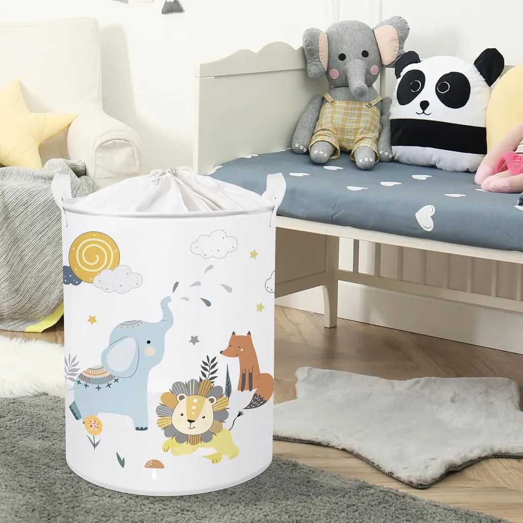 Panier à linge enfant 45L motif Éléphant Fox Lion - Rangement 36x45 cm