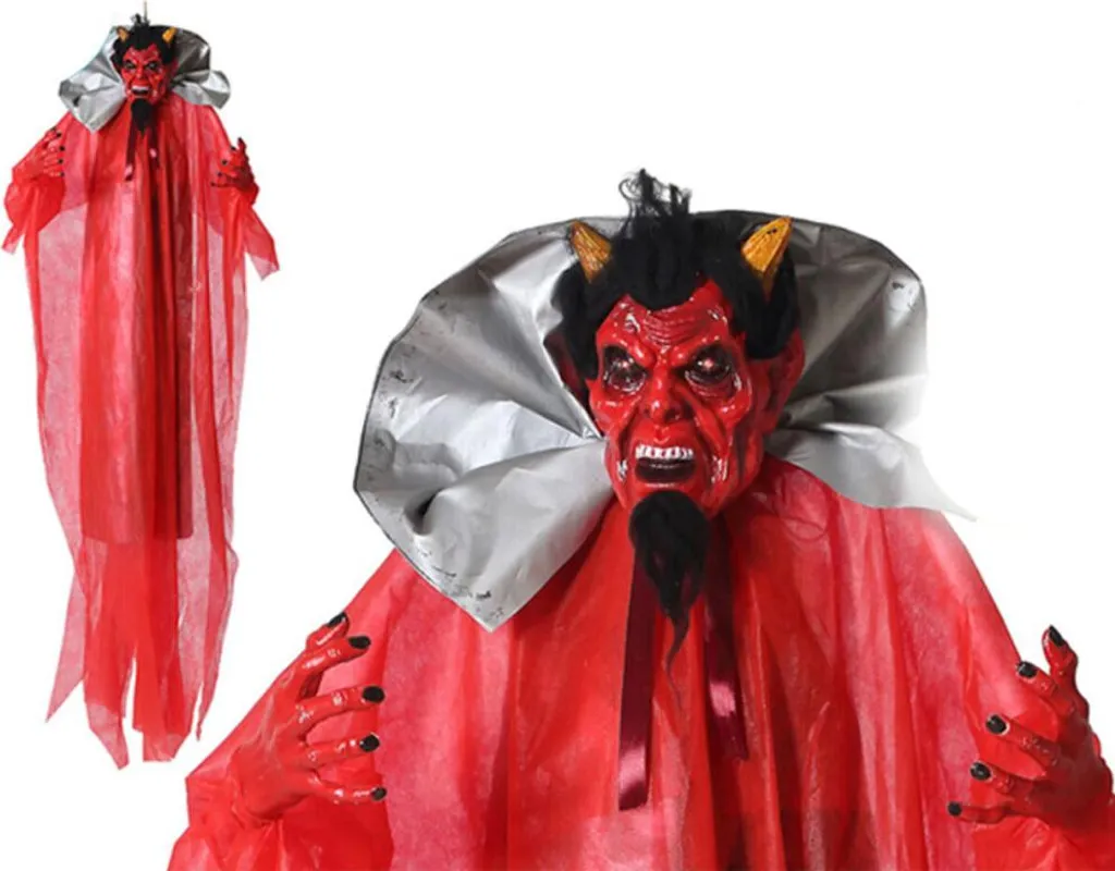 Automate Diable Géant Halloween 190cm - Statuette Animée avec LED Rouge