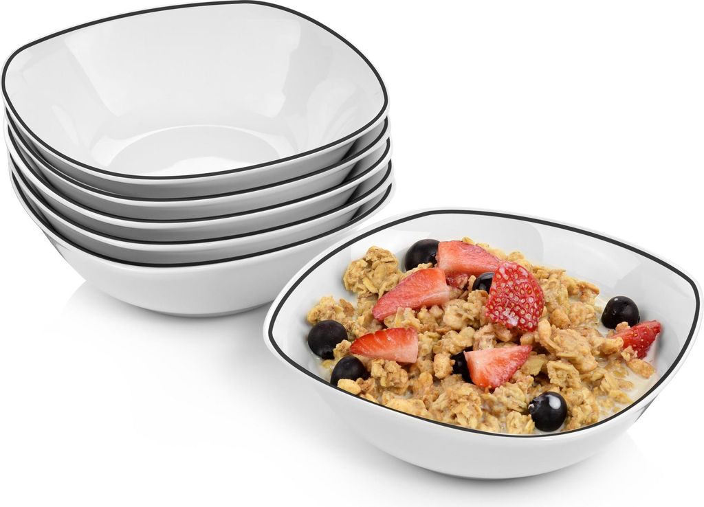 SÄNGER Porzellan Müslischalen Set Bilgola Black Rim 6 teilig