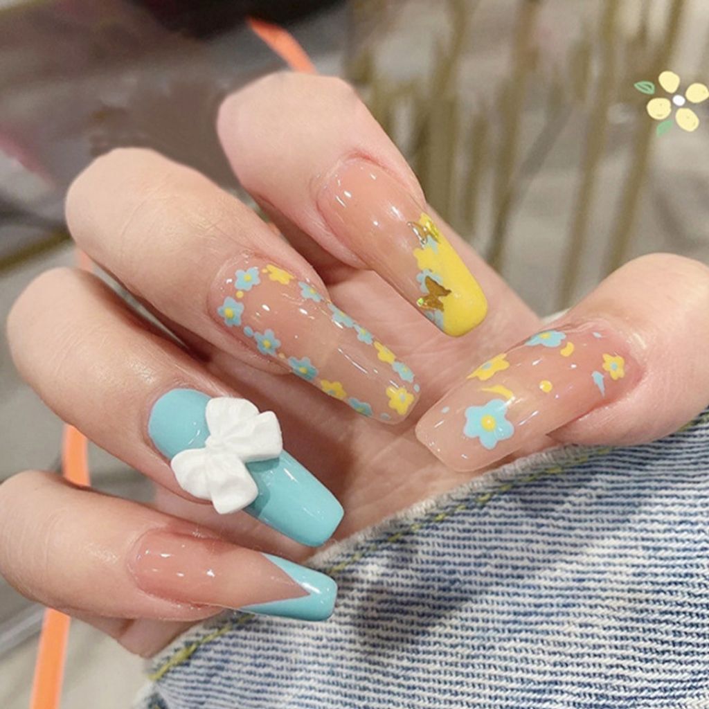 24 Stück Ballerina-Aufdrücknägel, glänzend, lang, künstliche Nägel, Sargnägel, künstliche Vollabdeckung, künstliche Fingernägel für Frauen