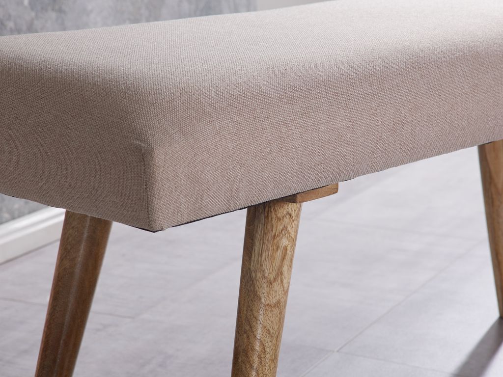 Salim / lavička z masívu béžová 117x51x38 cm v retro štýle Obrázok produktu 5