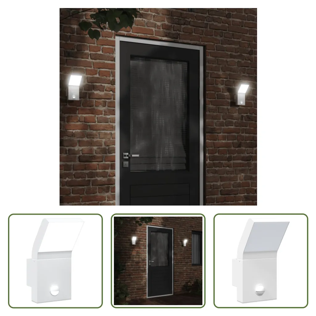 Applique LED Esterno con Sensore Alluminio Bianco | The Living Store