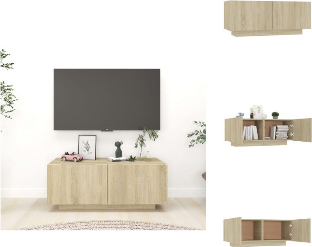 vidaXL TV-Schrank Sonoma-Eiche 100x35x40 cm Holzwerkstoff - TV-Möbel
