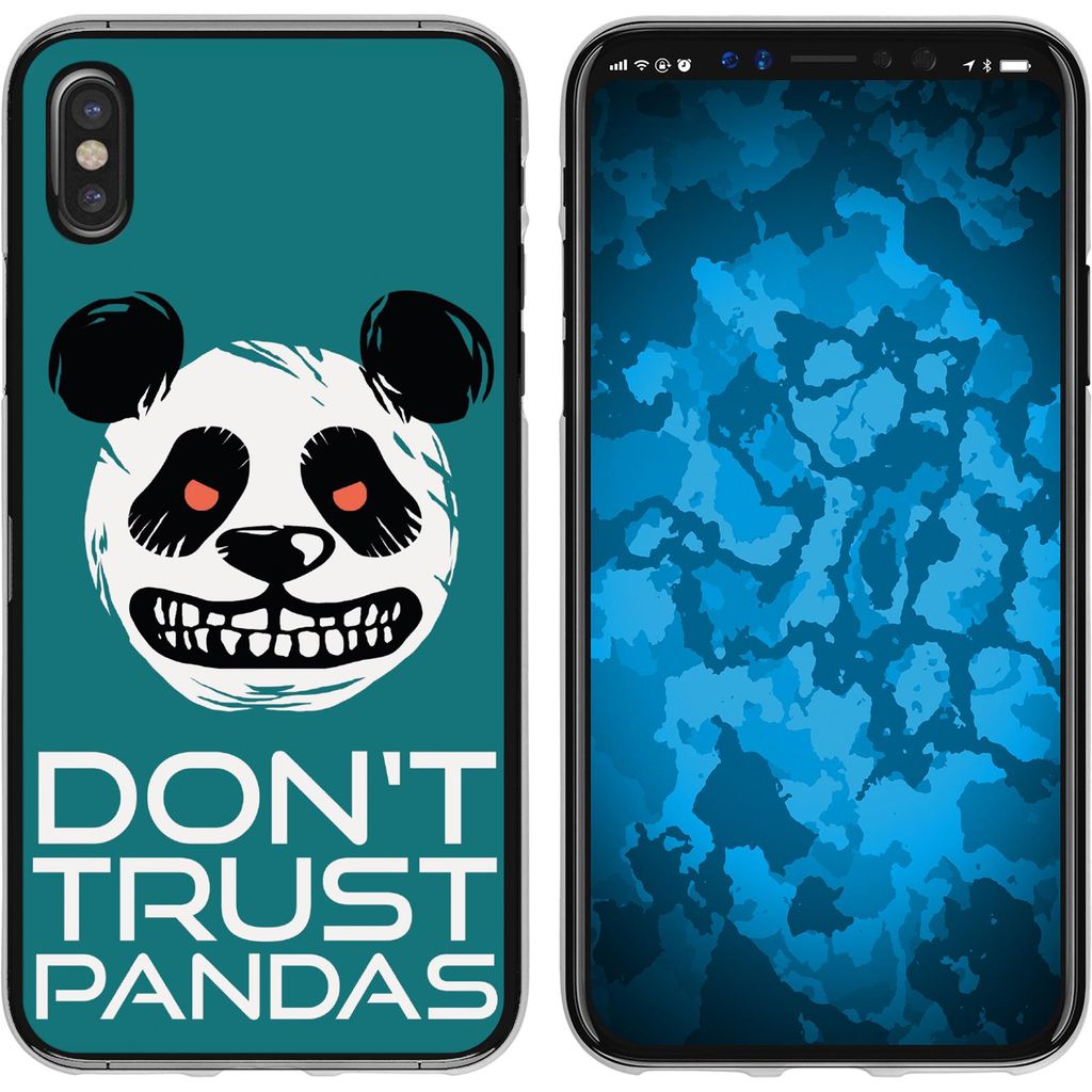PhoneNatic Case kompatibel mit Apple iPhone X / XS Silikon-Hülle Crazy Animals Panda M2