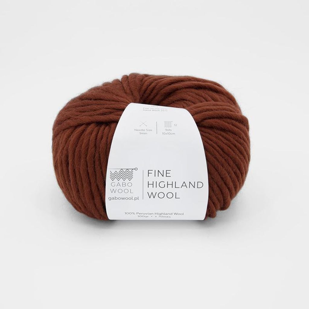 Gabo Wool Fine Highland, 100% Peru-Wolle, Super Bulky, Rustbraun, Weich & Warm