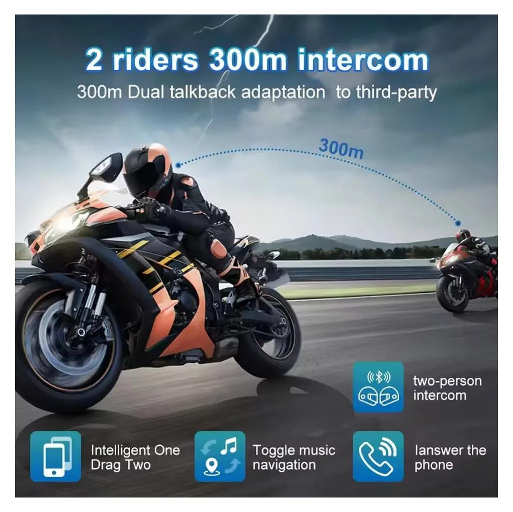 Kit Intercom Moto pour Communication Duo - Bluetooth et Mains Libres - 10