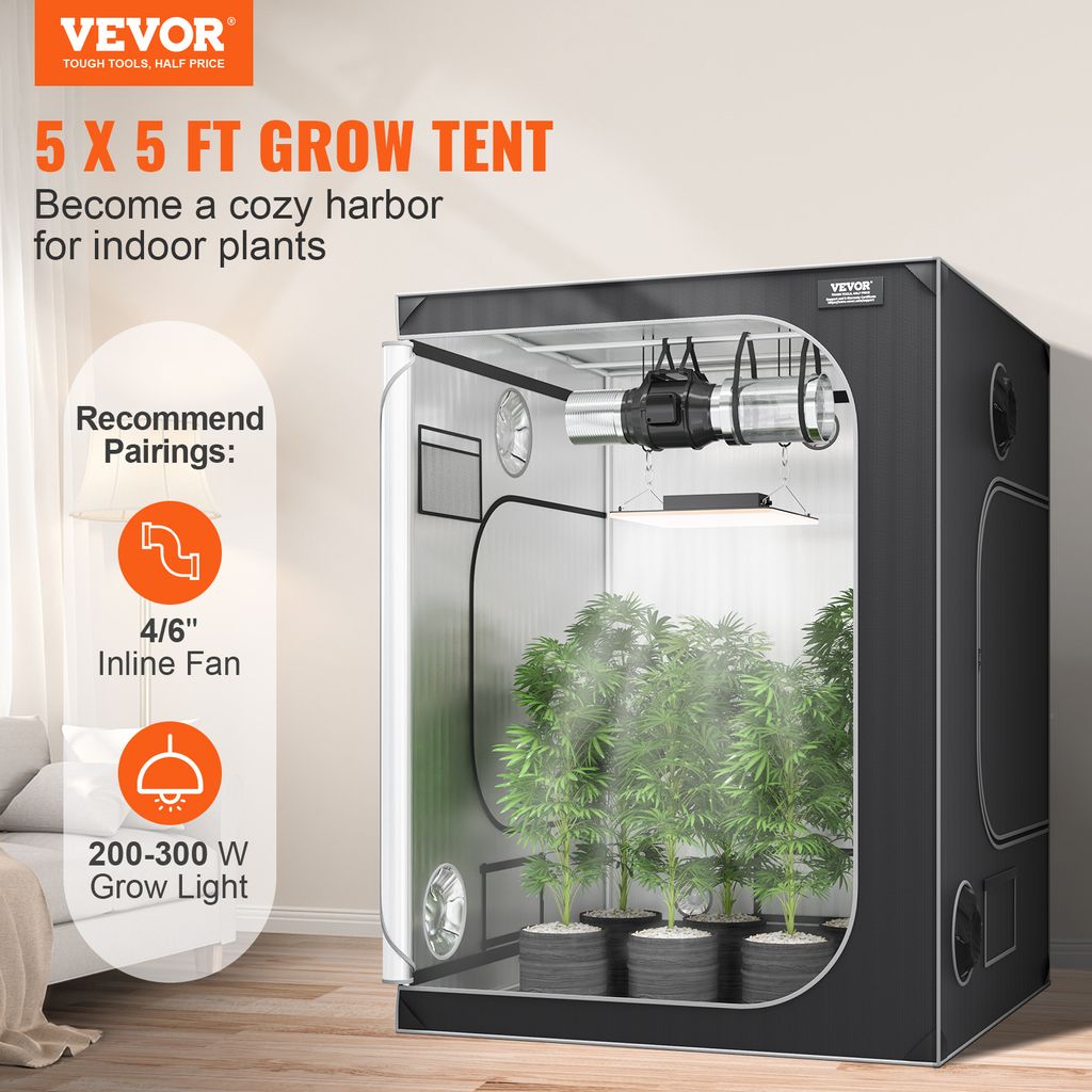 VEVOR Growbox 152x152x203cm Pěstební stan 2000D Oxford Obrázek produktu 2