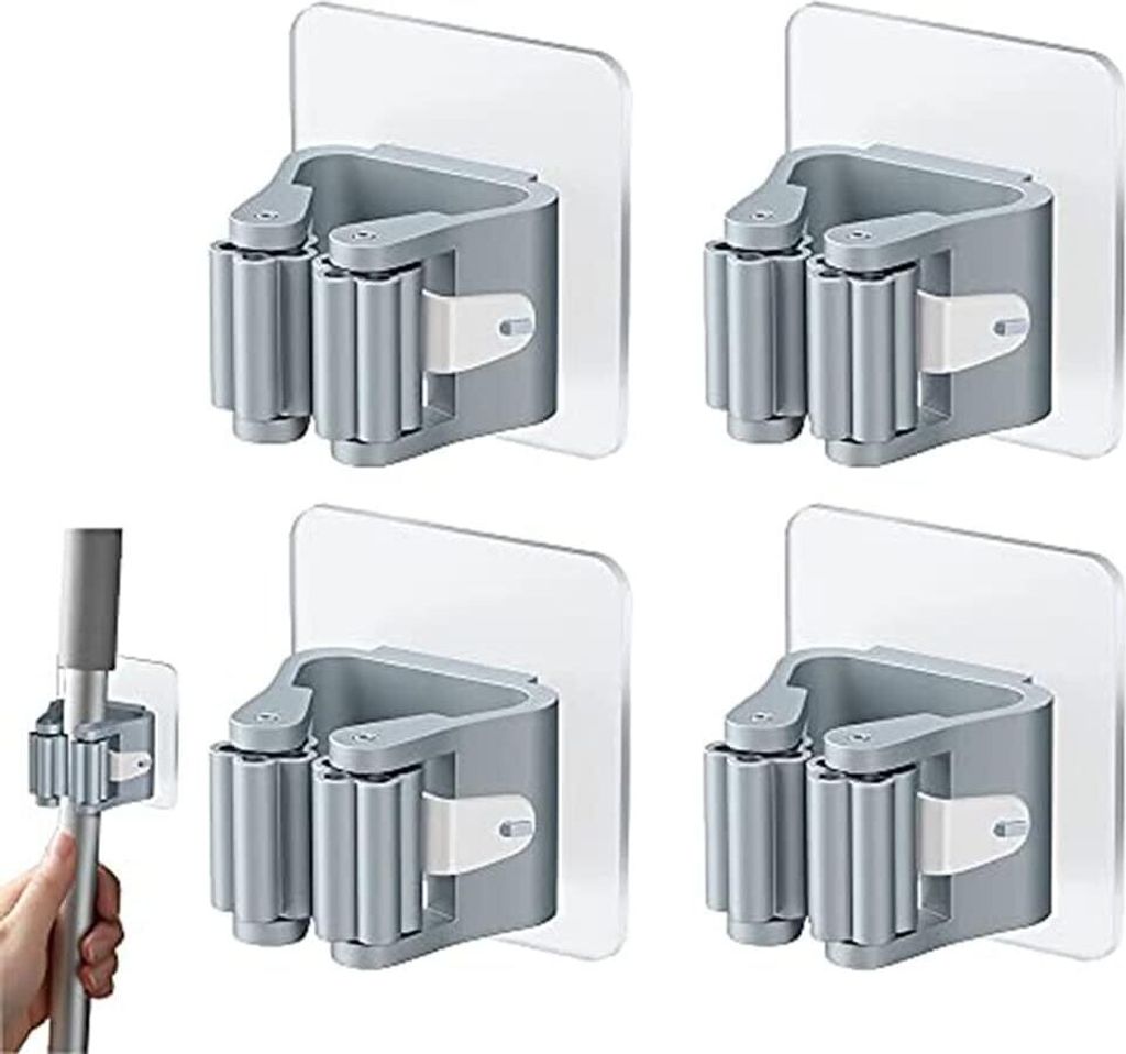 4 Stš¹ck Besenhalterung Wand Selbstklebend, Besenhalter Selbstkleben Mop Halterung Ohne Bohren Wandhalterung Besen Halter Besenhalter Wandmontage...
