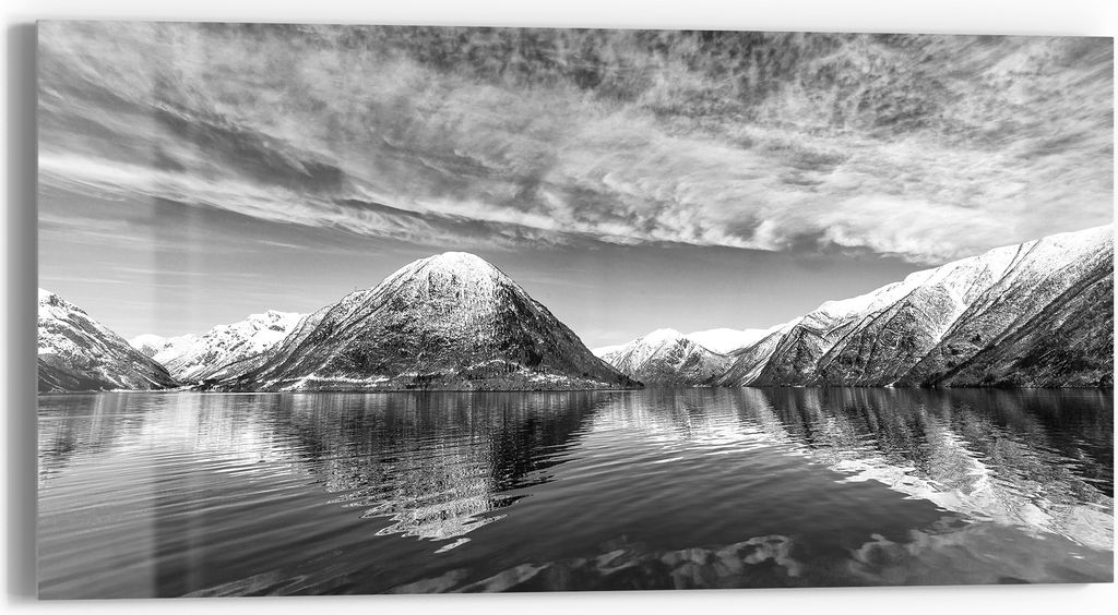 DEQORI Glasbild Echtglas 60x30 cm 'Reflexionsstille' Wandbild Bild modern Deko