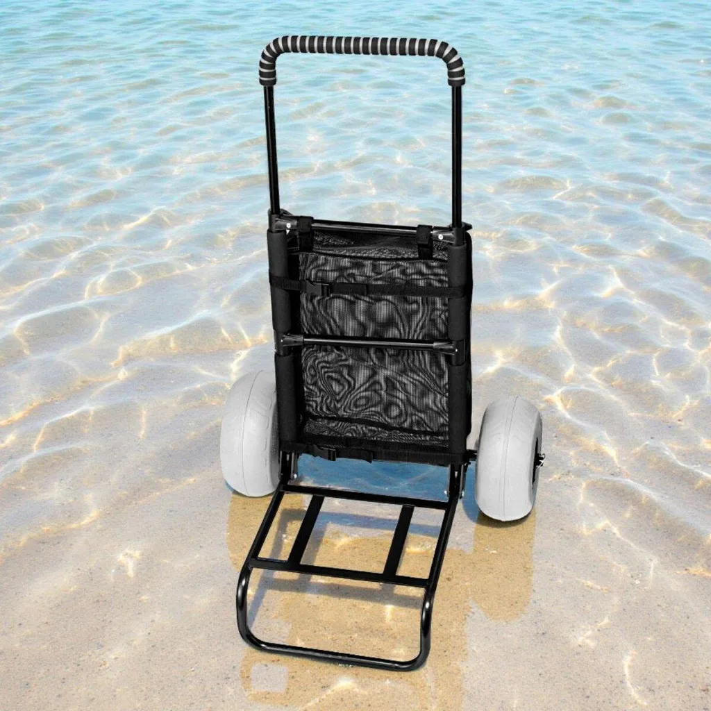 Chariot de plage pliable idéal pour le sable avec roues ballon de 23 cm - 8