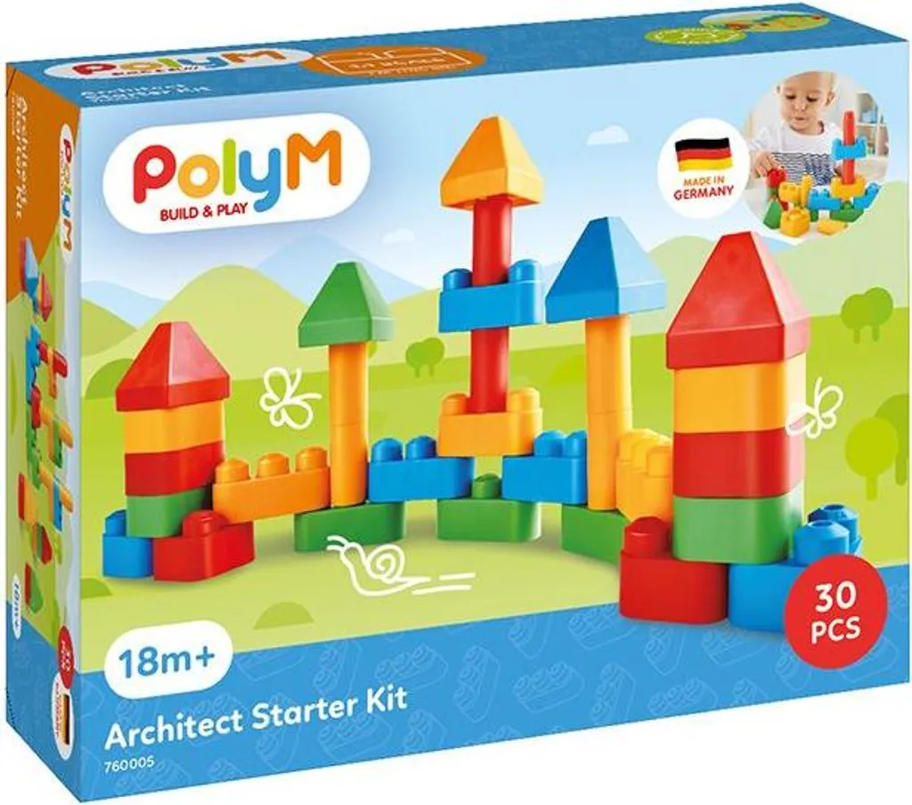 PolyM Architect Kit de démarrage - Jeu de construction créatif 30 pièces