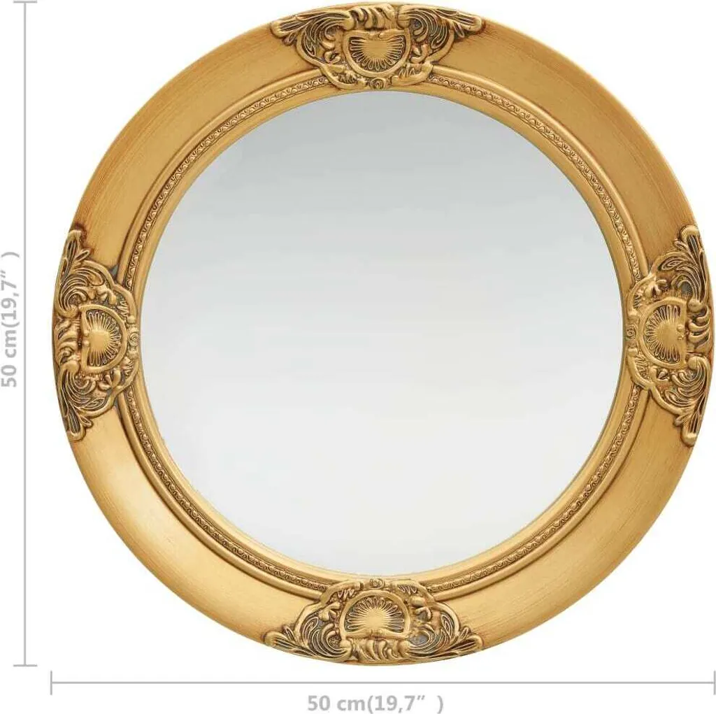 Miroir Mural Baroque Doré 50 cm - Solution Déco pour Mur Vide Salon