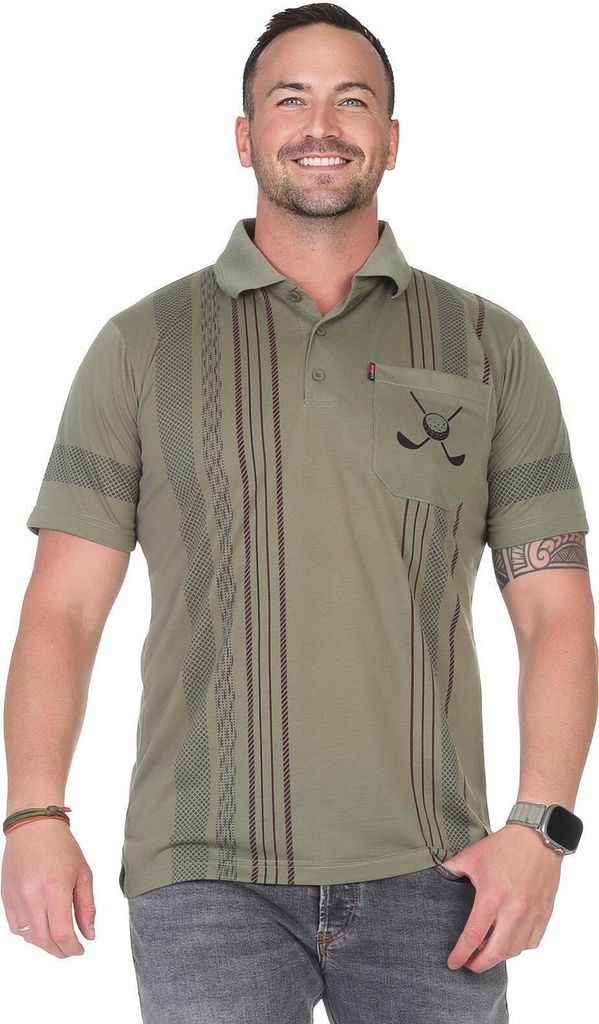 Herren Poloshirt Sommer Polo-Hemd Kurzarm, Oliv/L/50