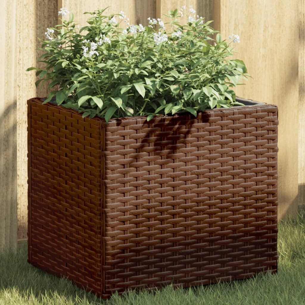 Möbel Pflanzkübel Braun 36x30x32 cm Poly Rattan - Beete 366426