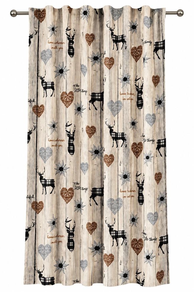 Schlaufenschal Hirsch Landhaus braun BxH 135x145cm Produktbild 