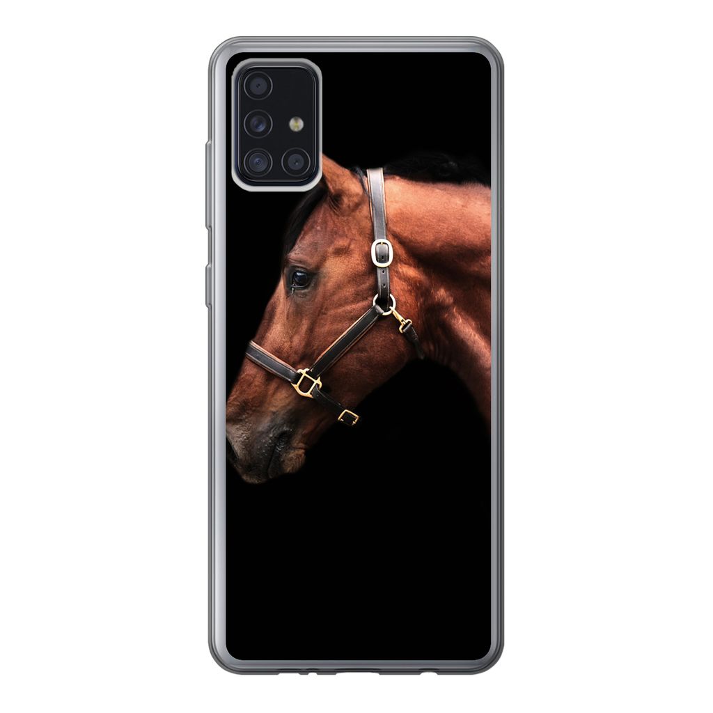 MuchoWow Handyhülle Schutzhülle Hülle für Samsung Galaxy A52 5G Pferd - Leicht - Halfter Silikon Softcase Handy Hülle - Umschlag