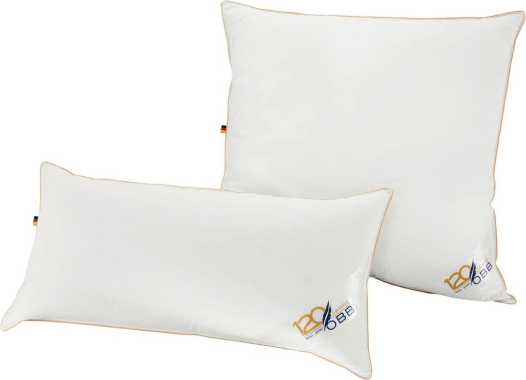 Two white pillows on a white background.