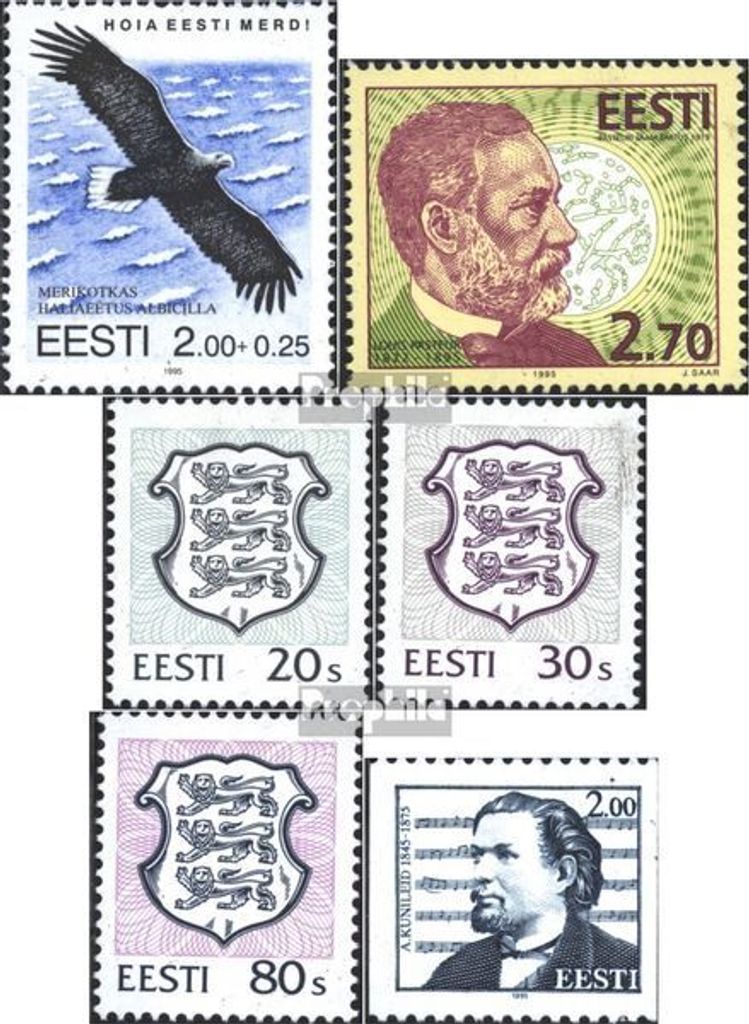 Briefmarken Estland 1995 Mi 258,259,266-268,269 (kompl.Ausg.) gestempelt Gewässerschutz