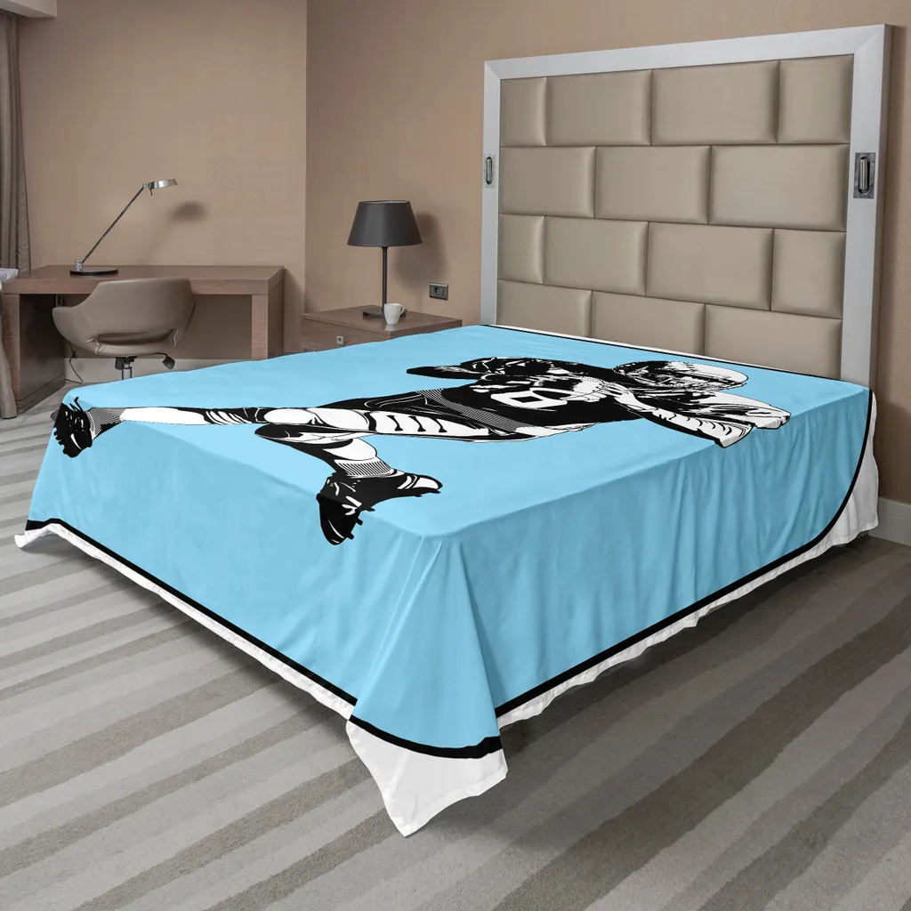 Drap de lit imprimé Rugby Vintage 244x205 cm en Tissu Doux Confortable
