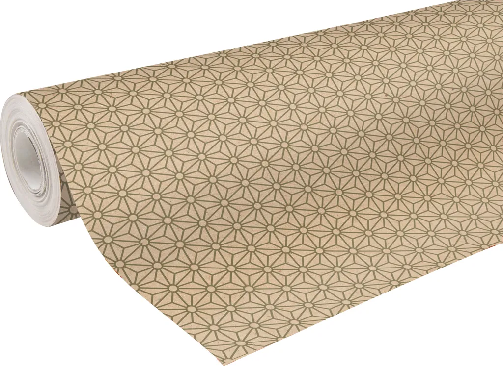 Rouleau Kraft Noël 50m Résistant Clairefontaine Décor Géométrique Or