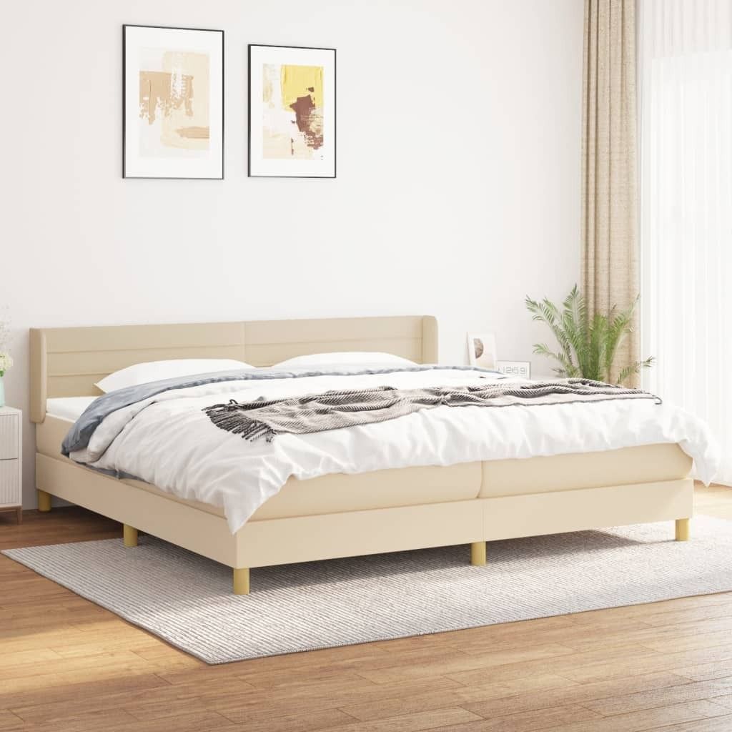 Maison Exclusive - Boxspringbett mit Matratze Creme 200x200 cm Stoff