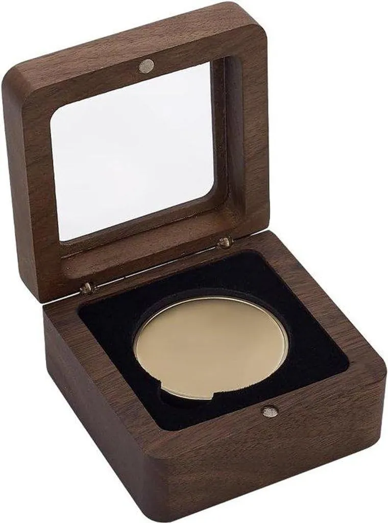 Écrin de présentation médailles en bois et verre avec cadre aimanté