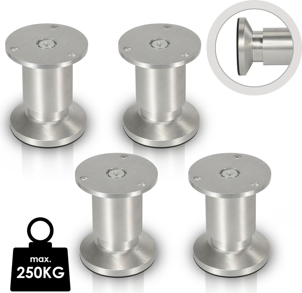 TolleTour 4er Set Möbelfüße Tischbein Set Sofafüße Möbelbeine Bettstützen Sofafüße Schrankfuß Möbelbeine Alu 4x100mm