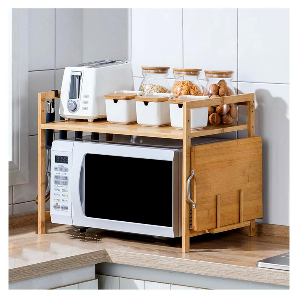 Mikrowellenregal, erweiterbarer Mikrowellenständer, Gewürzregal, Küchenregal für Mikrowellen, stehend, Arbeitsplatte Küche (A-52 * 30 * 35cm/H...