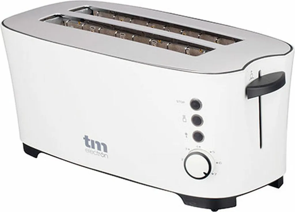Grille-pain TM Electron Blanc 1350 W avec fentes larges pour tartines