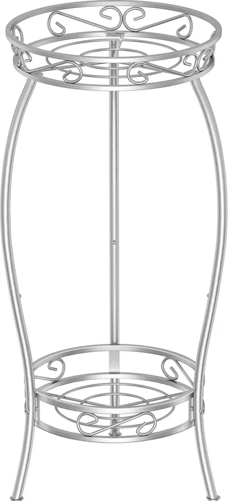 Porte-fleurs métallique argenté 69 cm à double branche - Réf PM69-S