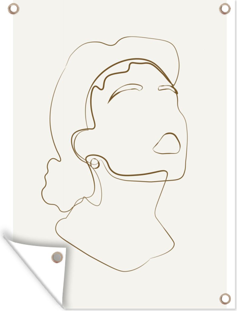 MuchoWow 90x120 cm Outdoor-Poster Gartendeko Sichtschutz Garten Poster für den Garten Frauen - Linienkunst - Minimalismus