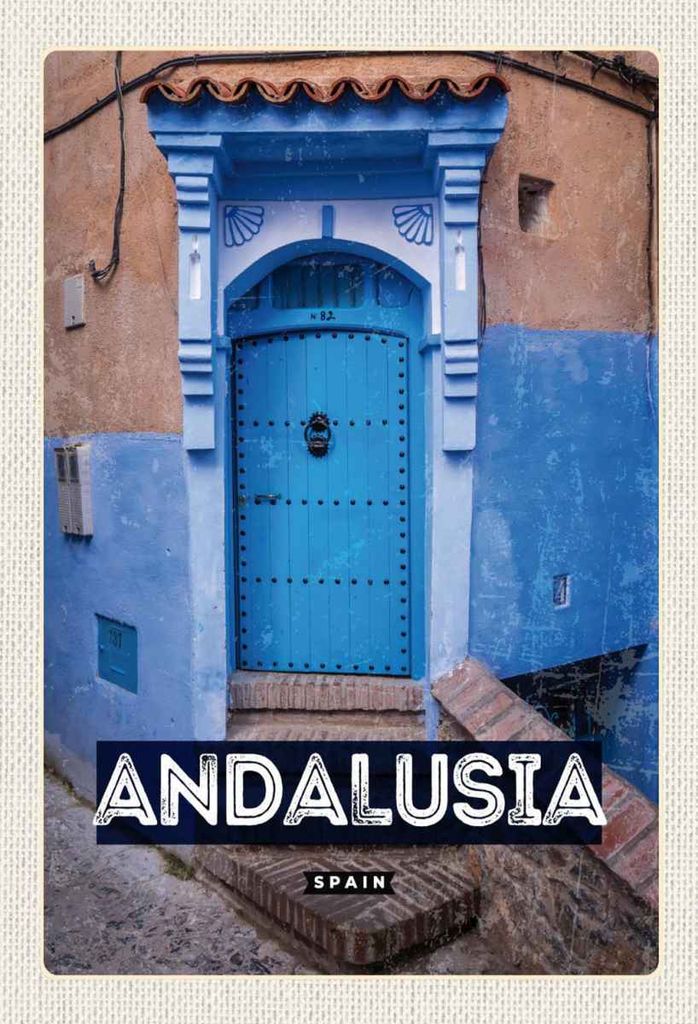 vianmo Holzschild 30x20 cm Andalusia Spain Retro Altstadt Bildmotiv Reisemotiv Abenteuer Reisen