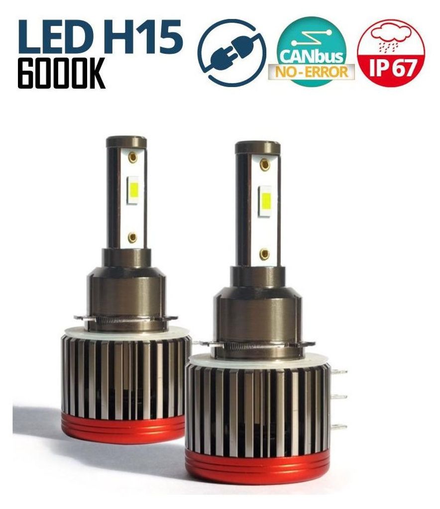 Set LED-Leuchtmittel F2 H15 12 V/24 V 72 W 10000 lm für Scheinwerfer — Can-Bus fehlerfrei — Abblend-/Fernlicht