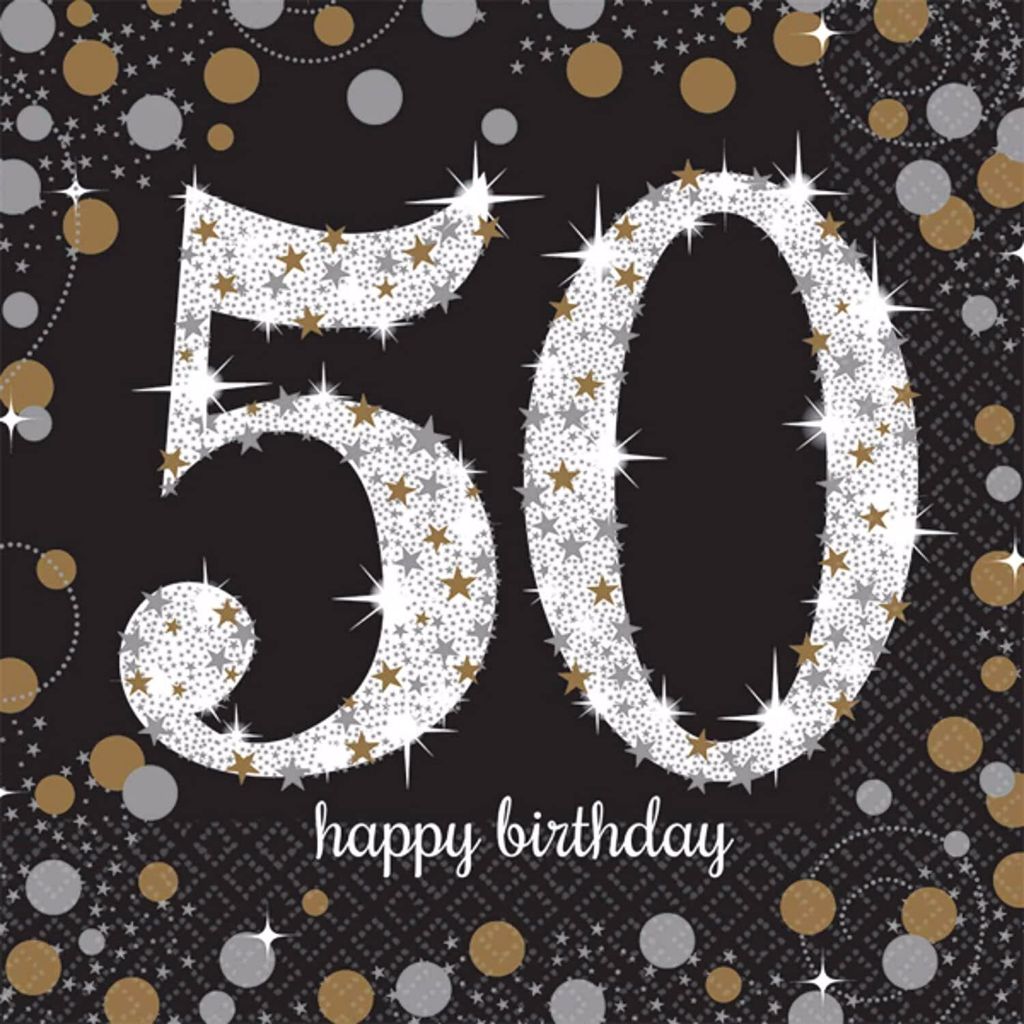 16 obrúskov 50 Sparkling Celebrations strieborná a zlatá - Obrázok produktu 