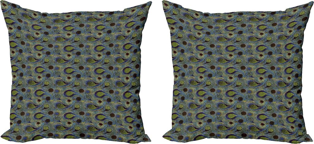 ABAKUHAUS Paisley Kissenbezug Set (2Stück), Kreise Muster mit persischen Folklore inspiriert Teardrop Motive Oriental Design, 45 x 45 cm, Mehrfarbig