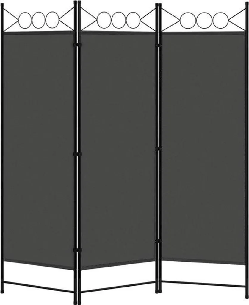 Séparateur de pièce gris foncé 3 volets - paravent pliant robuste 170cm
